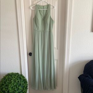 Azazie Green Halter Sleeveless Maxi Gown